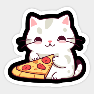 cats and pizza Sticker